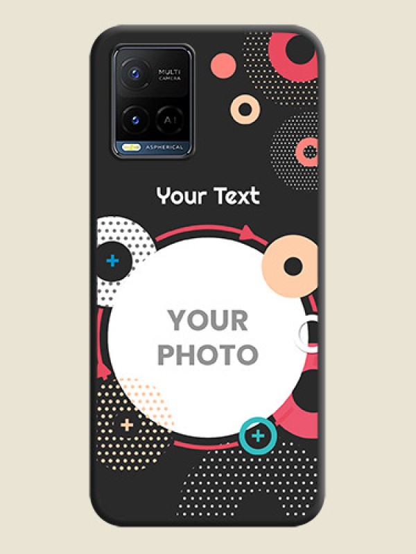 Custom Multicoloured Round Image on Personalised Space Black Soft Matte Cases - Vivo Y21G - alternate view