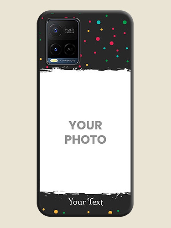 Custom Multicolor Dotted Pattern with Text on Space Black Custom Soft Matte Phone Back Cover - Vivo Y21G - alternate view