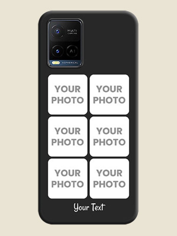 Custom Floral Art with 6 Image Holder on Photo on Space Black Soft Matte Mobile Case - Vivo Y21G - alternate view