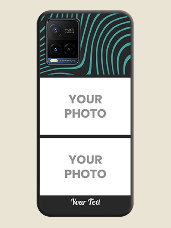 Custom Wave Pattern with 2 Image Holder on Space Black Personalized Soft Matte Phone Covers - Vivo Y21G - alternate view