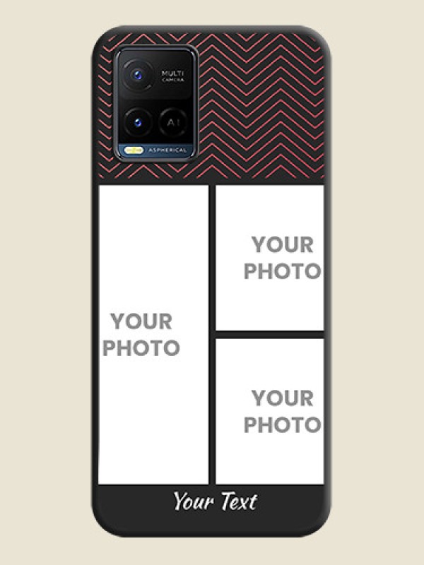 Custom Wave Pattern with 3 Image Holder on Space Black Custom Soft Matte Back Cover - Vivo Y21G - alternate view