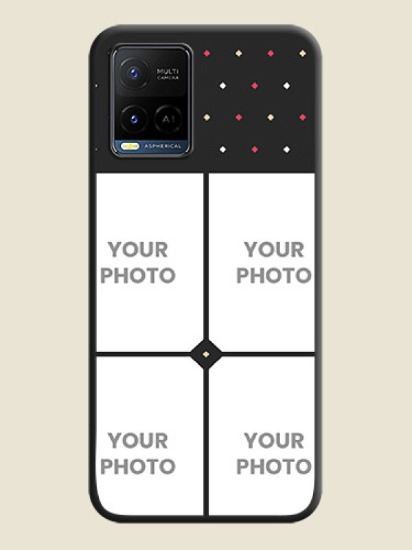 Custom Multicolor Dotted Pattern with 4 Image Holder on Space Black Custom Soft Matte Phone Cases - Vivo Y21G - alternate view