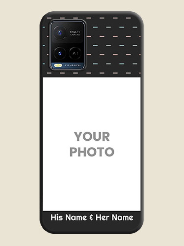 Custom Line Pattern Design with Text on Space Black Custom Soft Matte Phone Back Cover - Vivo Y21G - alternate view