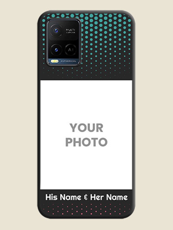 Custom Faded Dots with Grunge Photo Frame and Text on Space Black Custom Soft Matte Phone Cases - Vivo Y21G - alternate view