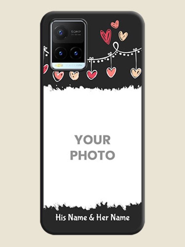 Custom Pink Love Hangings with Name on Space Black Custom Soft Matte Phone Cases - Vivo Y21T - alternate view