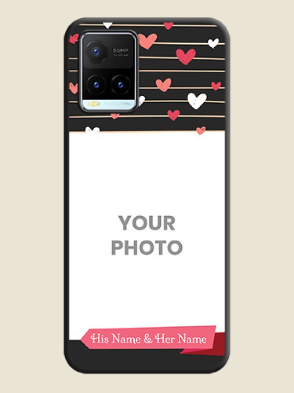 Custom Love Pattern with Name on Pink Ribbon on Photo on Space Black Soft Matte Back Cover - Vivo Y21T - alternate view
