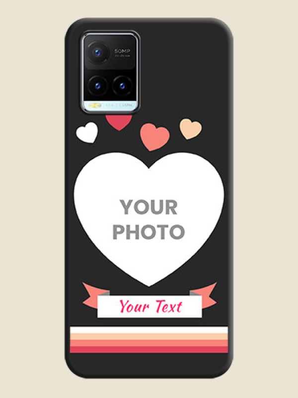 Custom Love Shaped Photo with Colorful Stripes on Personalised Space Black Soft Matte Cases - Vivo Y21T - alternate view