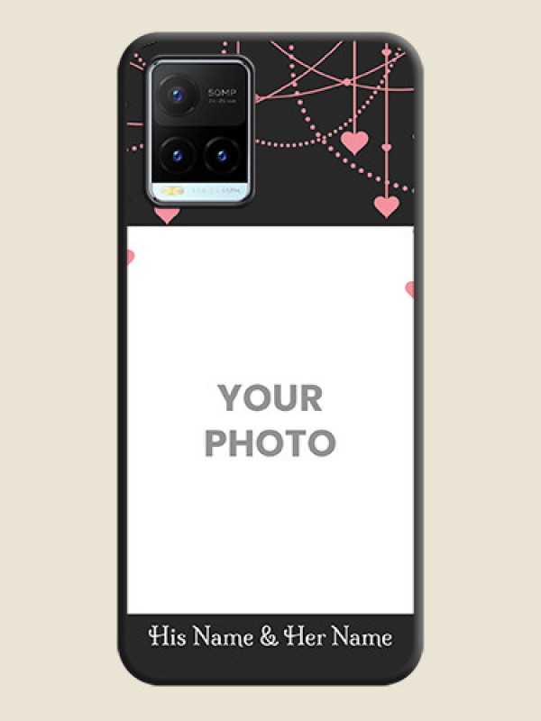 Custom Pink Love Hangings with Text on Space Black Custom Soft Matte Back Cover - Vivo Y21T - alternate view