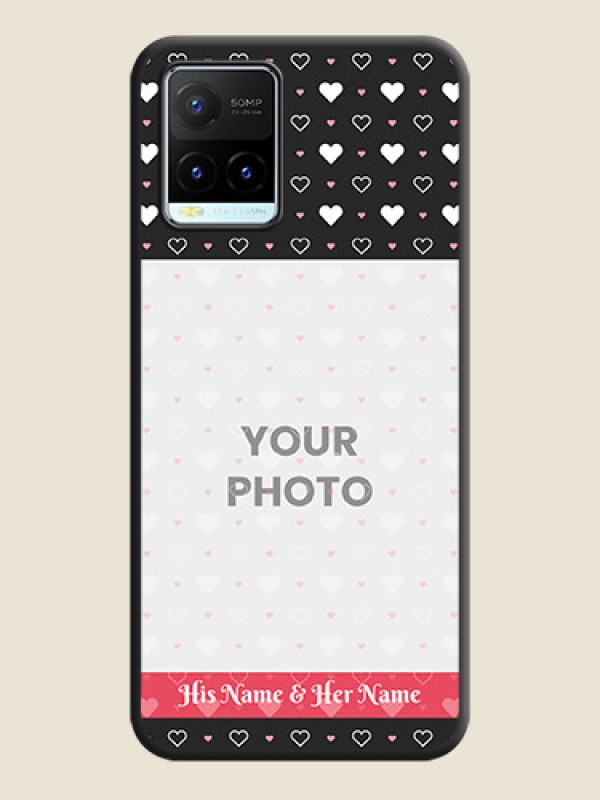 Custom White Color Love Symbols with Text Design on Photo on Space Black Soft Matte Phone Cover - Vivo Y21T - alternate view