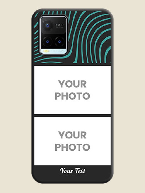 Custom Wave Pattern with 2 Image Holder on Space Black Personalized Soft Matte Phone Covers - Vivo Y21T - alternate view