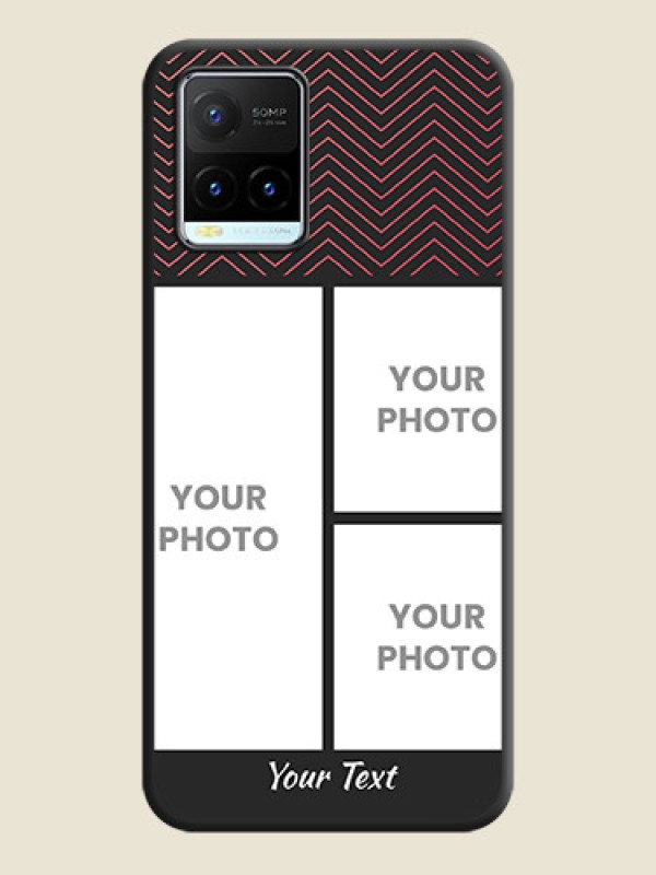 Custom Wave Pattern with 3 Image Holder on Space Black Custom Soft Matte Back Cover - Vivo Y21T - alternate view