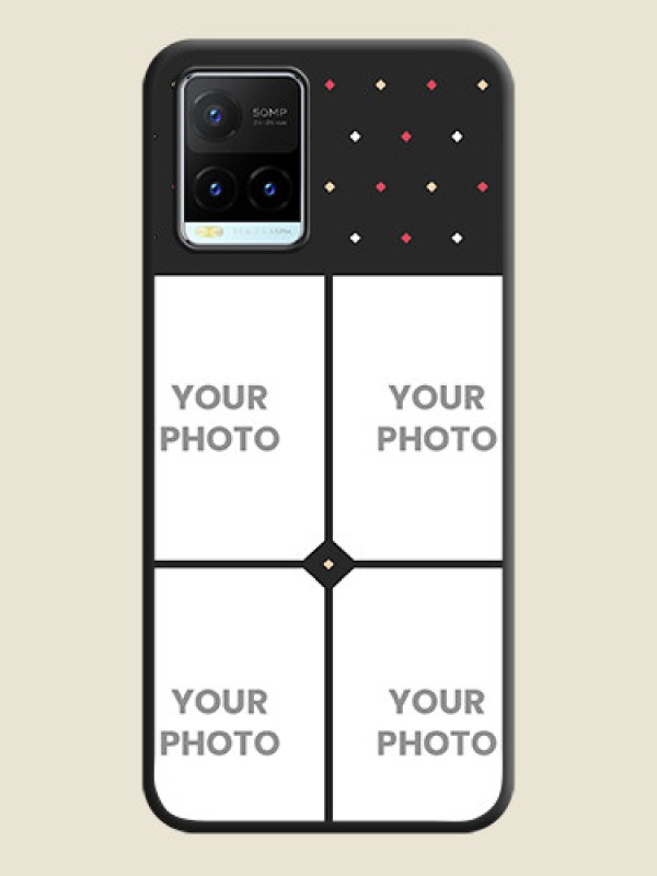 Custom Multicolor Dotted Pattern with 4 Image Holder on Space Black Custom Soft Matte Phone Cases - Vivo Y21T - alternate view