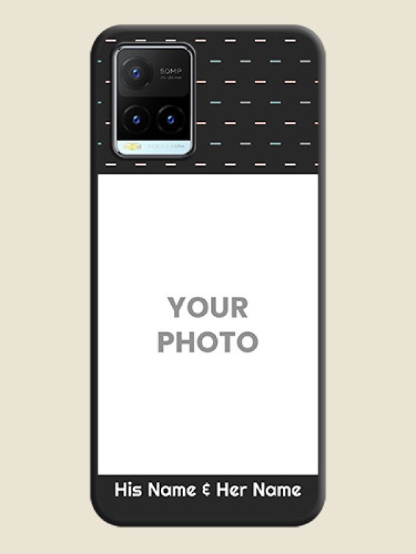 Custom Line Pattern Design with Text on Space Black Custom Soft Matte Phone Back Cover - Vivo Y21T - alternate view