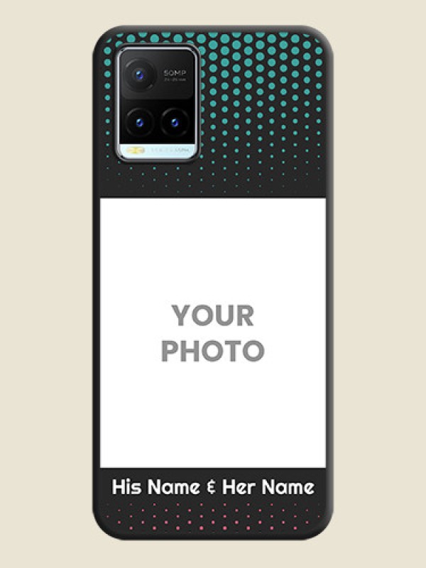 Custom Faded Dots with Grunge Photo Frame and Text on Space Black Custom Soft Matte Phone Cases - Vivo Y21T - alternate view