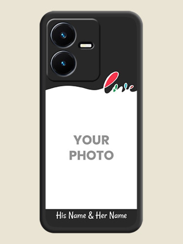 Custom Fall in Love Pattern with Picture on Photo on Space Black Soft Matte Mobile Case - Vivo Y22 - alternate view