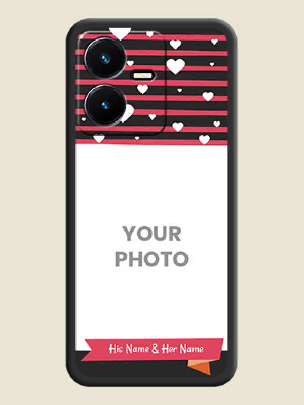 Custom White Color Love Symbols with Pink Lines Pattern on Space Black Custom Soft Matte Phone Cases - Vivo Y22 - alternate view