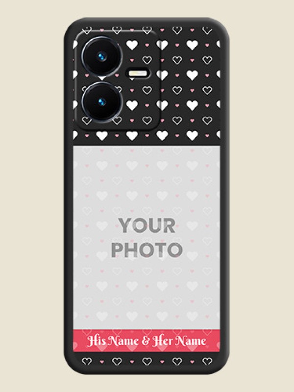 Custom White Color Love Symbols with Text Design on Photo on Space Black Soft Matte Phone Cover - Vivo Y22 - alternate view