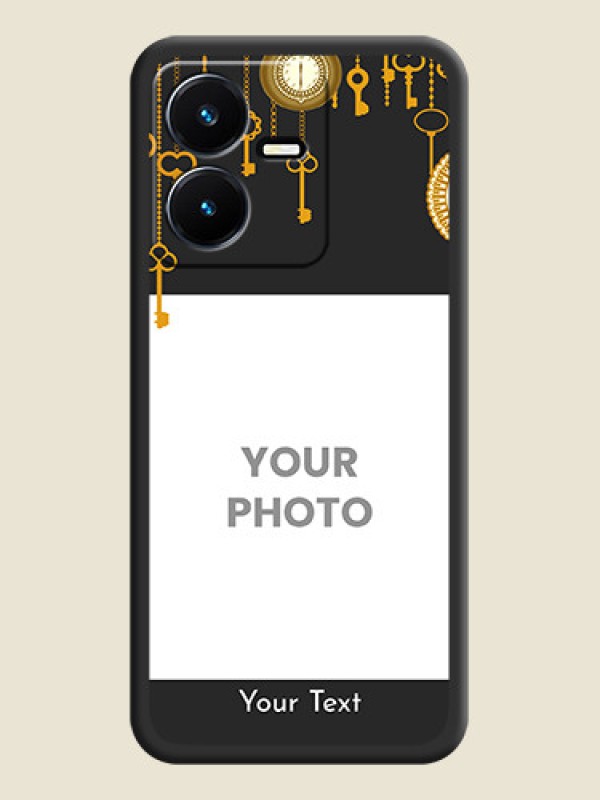 Custom Decorative Design with Text on Space Black Custom Soft Matte Back Cover - Vivo Y22 - alternate view
