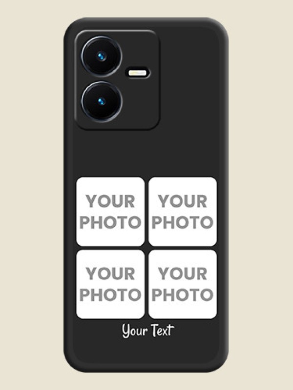 Custom Floral Art with 6 Image Holder on Photo on Space Black Soft Matte Mobile Case - Vivo Y22 - alternate view