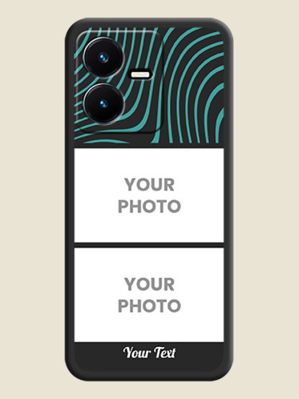 Custom Wave Pattern with 2 Image Holder on Space Black Personalized Soft Matte Phone Covers - Vivo Y22 - alternate view