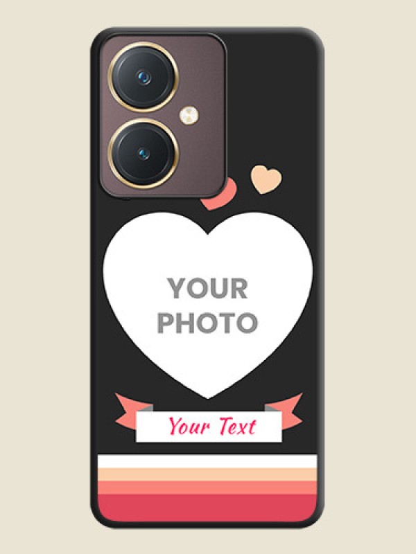 Custom Love Shaped Photo with Colorful Stripes on Personalised Space Black Soft Matte Cases - Vivo Y27 - alternate view