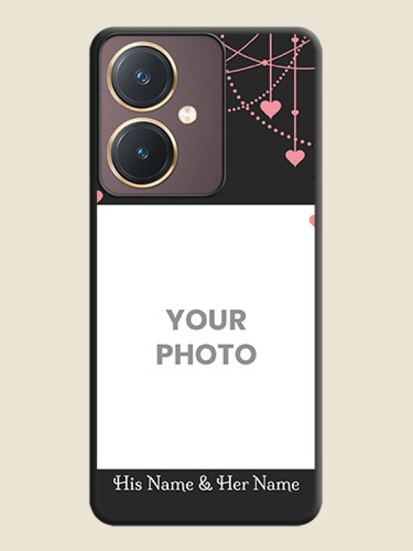 Custom Pink Love Hangings with Text on Space Black Custom Soft Matte Back Cover - Vivo Y27 - alternate view