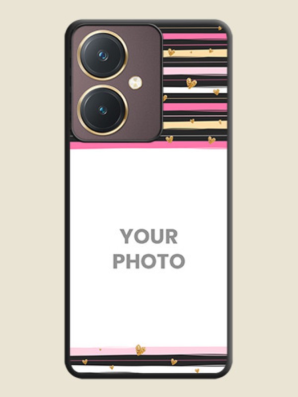 Custom Multicolor Lines and Golden Love Symbols Design - Photo on Space Black Soft Matte Mobile Cover - Vivo Y27 - alternate view