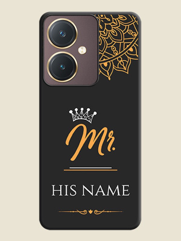 Custom Mr Name with Floral Design on Personalised Space Black Soft Matte Cases - Vivo Y27 - alternate view