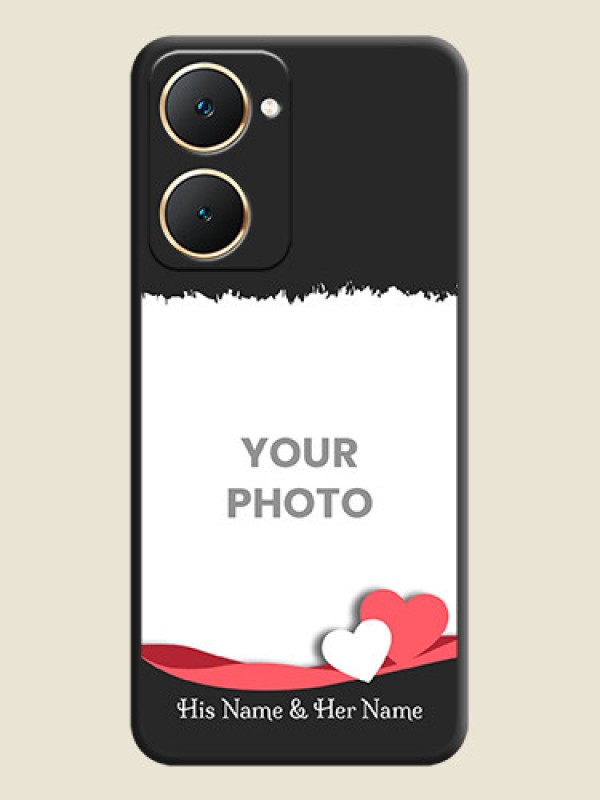 Custom Pin Color Love Shaped Ribbon Design with Text On Space Black Custom Soft Matte Mobile Back Cover - Vivo Y28e 5G - alternate view