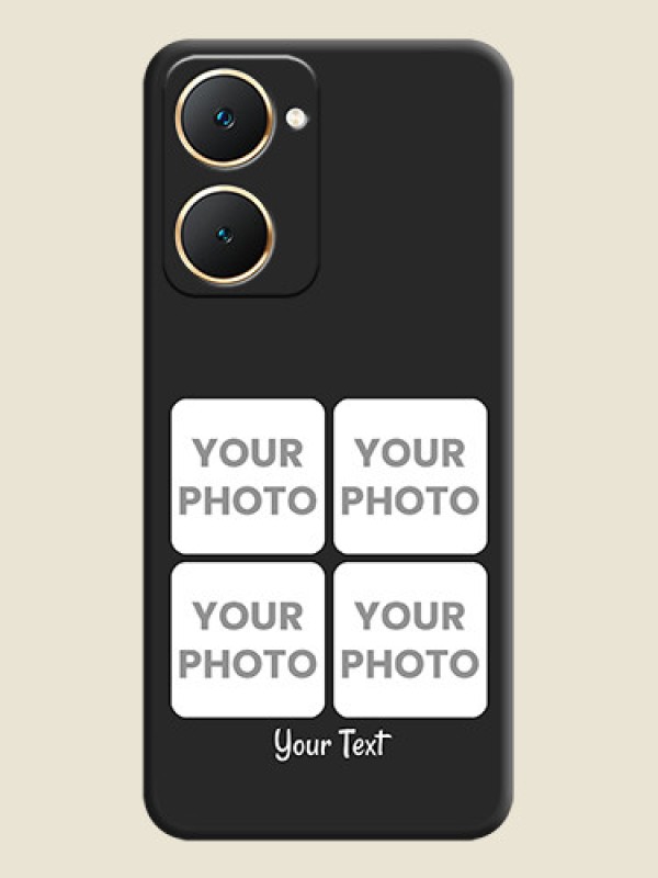 Custom Floral Art with 6 Image Holder on Photo On Space Black Custom Soft Matte Mobile Back Cover - Vivo Y28e 5G - alternate view