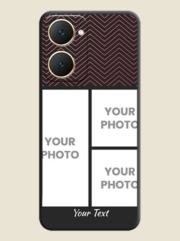 Custom Wave Pattern with 3 Image Holder On Space Black Custom Soft Matte Mobile Back Cover - Vivo Y28e 5G - alternate view