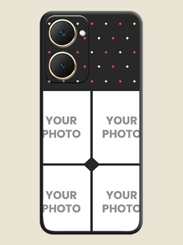 Custom Multicolor Dotted Pattern with 4 Image Holder On Space Black Custom Soft Matte Mobile Back Cover - Vivo Y28e 5G - alternate view