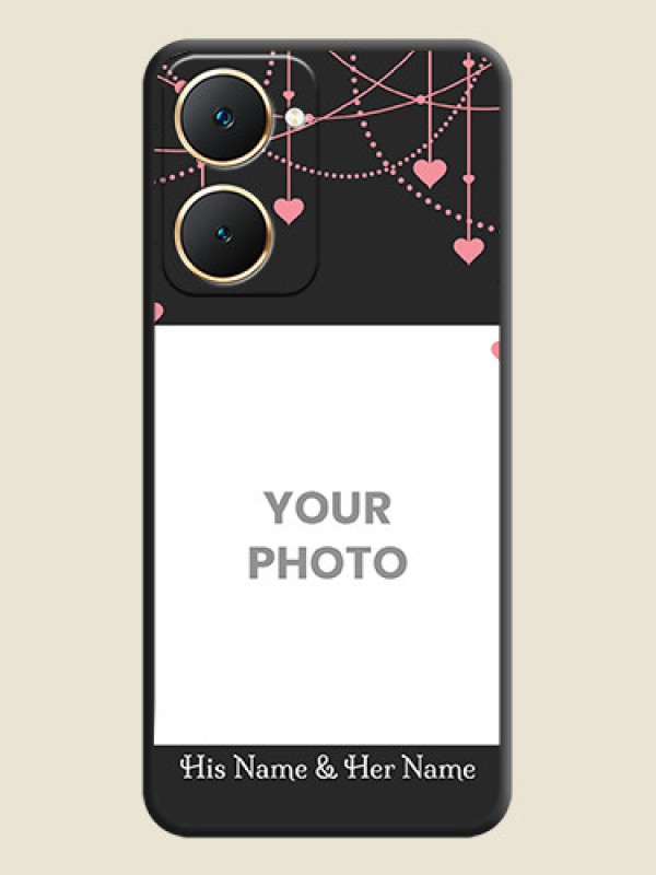 Custom Pink Love Hangings with Text On Space Black Custom Soft Matte Mobile Back Cover - Vivo Y28s 5G - alternate view