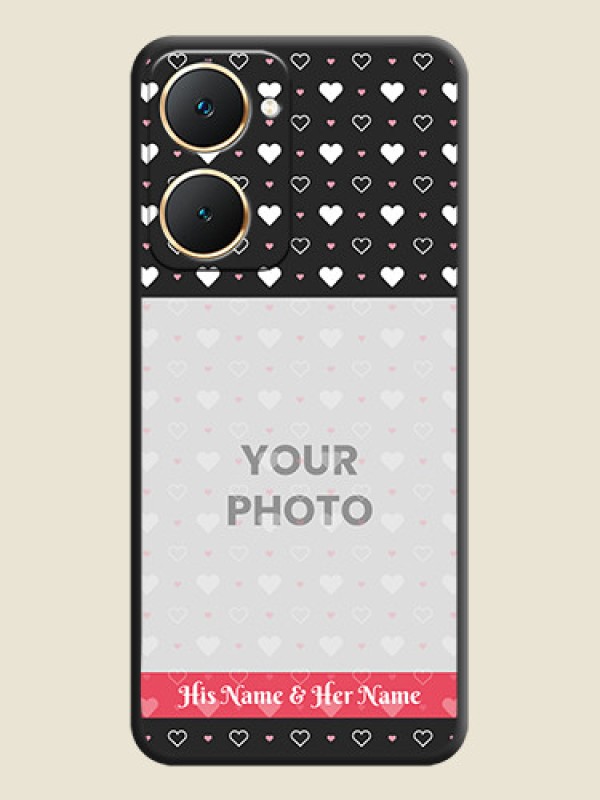 Custom White Color Love Symbols with Text Design on Photo On Space Black Custom Soft Matte Mobile Back Cover - Vivo Y28s 5G - alternate view