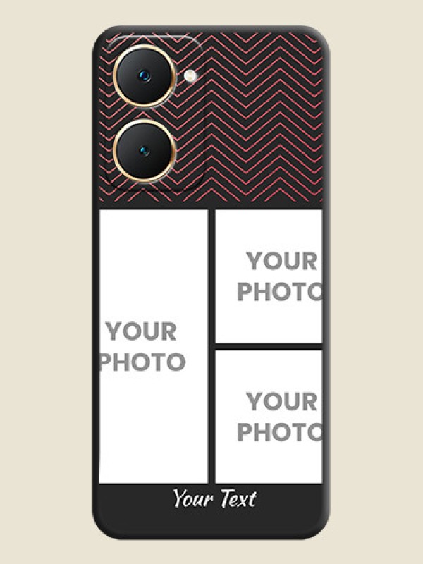 Custom Wave Pattern with 3 Image Holder On Space Black Custom Soft Matte Mobile Back Cover - Vivo Y28s 5G - alternate view
