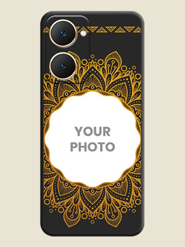 Custom Round Image with Floral Design On Space Black Custom Soft Matte Mobile Back Cover - Vivo Y28s 5G - alternate view