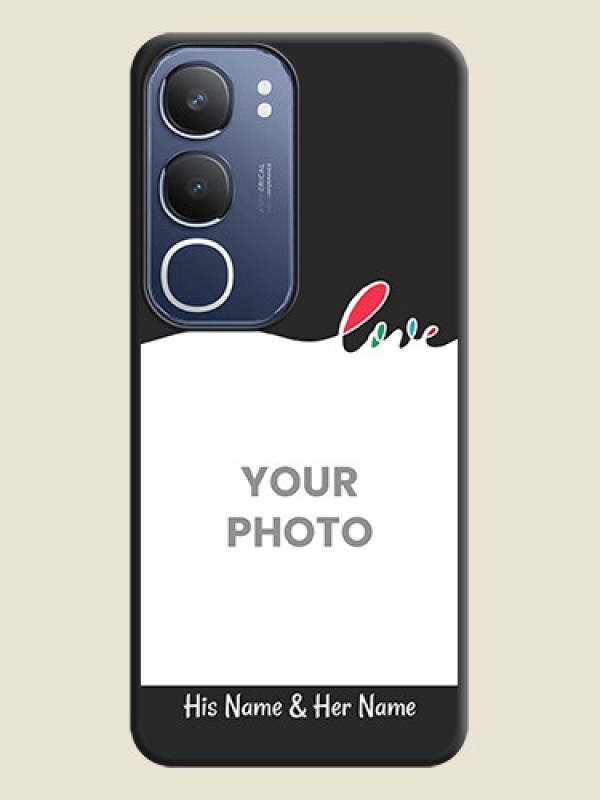 Custom Fall in Love Pattern with Picture on Photo On Space Black Custom Soft Matte Mobile Back Cover - Vivo Y29 5G - alternate view