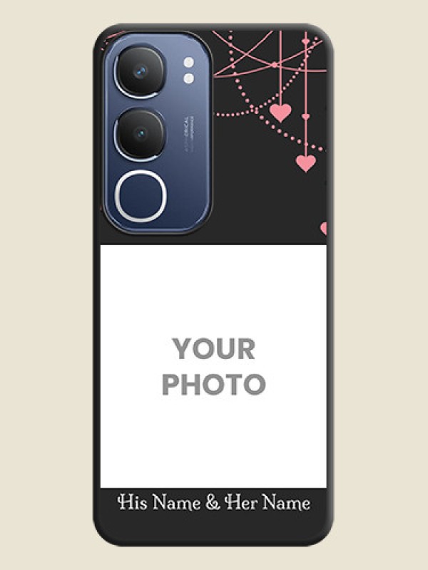Custom Pink Love Hangings with Text On Space Black Custom Soft Matte Mobile Back Cover - Vivo Y29 5G - alternate view