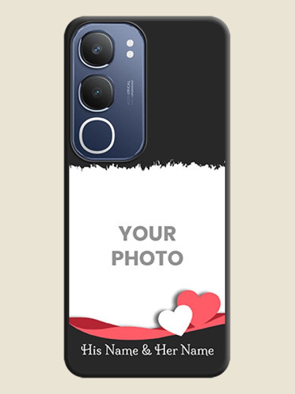 Custom Pin Color Love Shaped Ribbon Design with Text On Space Black Custom Soft Matte Mobile Back Cover - Vivo Y29 5G - alternate view