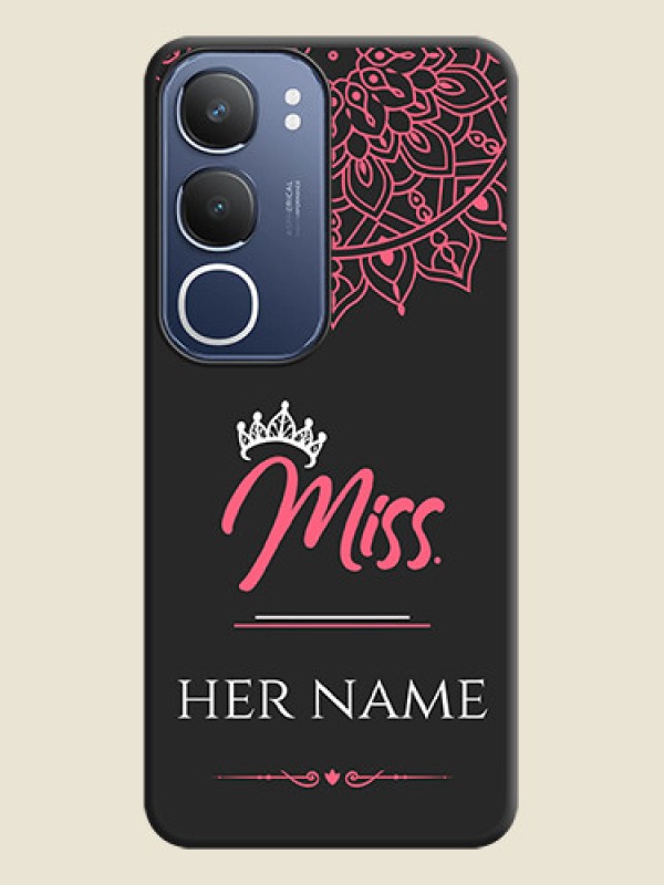 Custom Mrs Name with Floral Design On Space Black Custom Soft Matte Mobile Back Cover - Vivo Y29 5G - alternate view