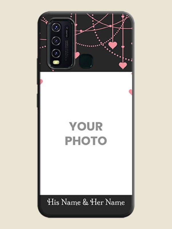 Custom Pink Love Hangings with Text on Space Black Custom Soft Matte Back Cover - Vivo Y30 - alternate view