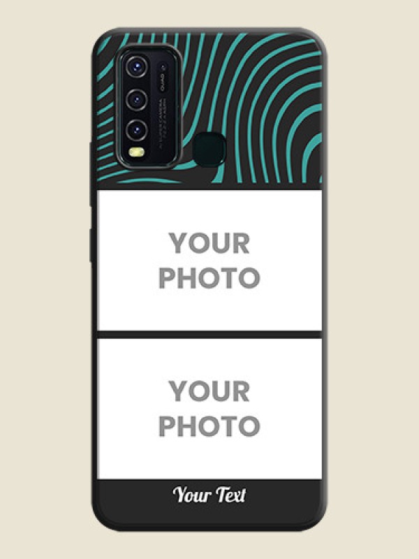 Custom Wave Pattern with 2 Image Holder on Space Black Personalized Soft Matte Phone Covers - Vivo Y30 - alternate view