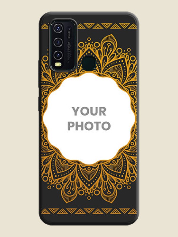 Custom Round Image with Floral Design - Photo on Space Black Soft Matte Mobile Cover - Vivo Y30 - alternate view