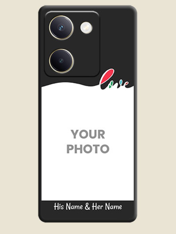Custom Fall in Love Pattern with Picture on Photo On Space Black Custom Soft Matte Mobile Back Cover - Vivo Y300 Plus 5G - alternate view