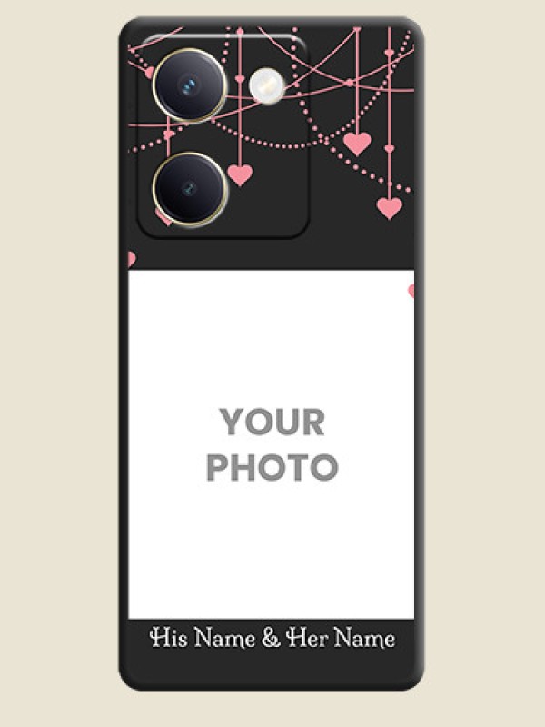 Custom Pink Love Hangings with Text On Space Black Custom Soft Matte Mobile Back Cover - Vivo Y300 Plus 5G - alternate view