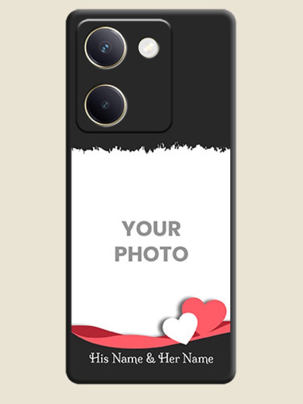 Custom Pin Color Love Shaped Ribbon Design with Text On Space Black Custom Soft Matte Mobile Back Cover - Vivo Y300 Plus 5G - alternate view