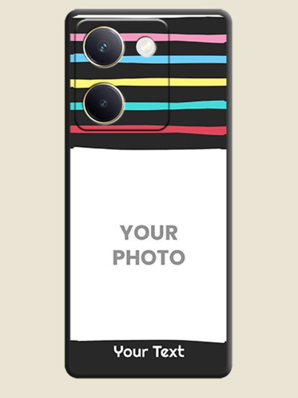 Custom Multicolor Lines with Image On Space Black Custom Soft Matte Mobile Back Cover - Vivo Y300 Plus 5G - alternate view