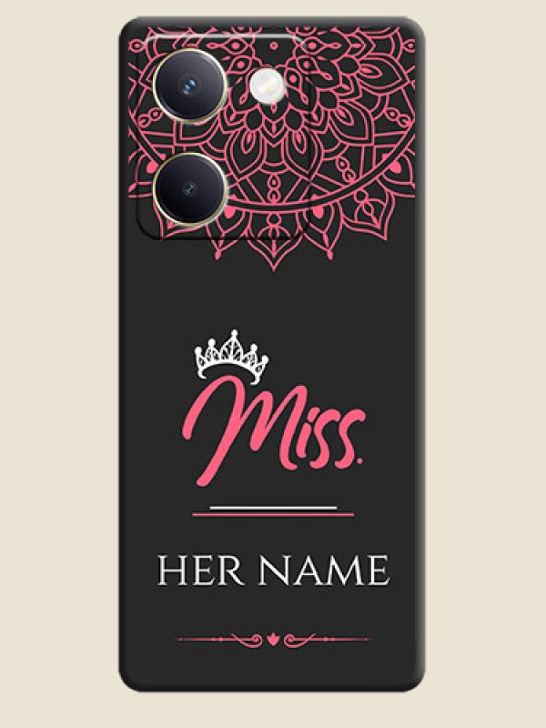 Custom Mrs Name with Floral Design On Space Black Custom Soft Matte Mobile Back Cover - Vivo Y300 Plus 5G - alternate view