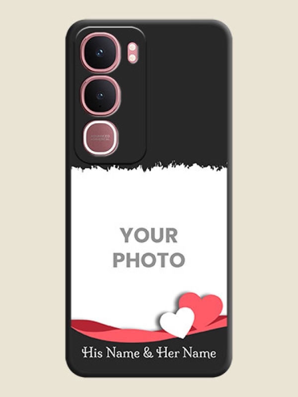 Custom Pin Color Love Shaped Ribbon Design with Text On Space Black Custom Soft Matte Mobile Back Cover - Vivo Y31 5G - alternate view