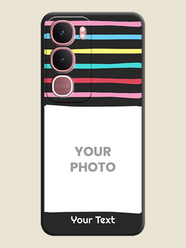 Custom Multicolor Lines with Image On Space Black Custom Soft Matte Mobile Back Cover - Vivo Y31 5G - alternate view